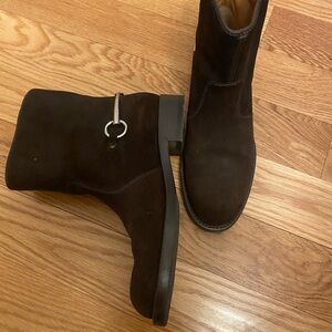 Gucci Horsebit Dark Brown Suede Ankle Boots